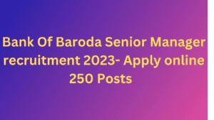 Bank Of Baroda Senior Manager recruitment 2023- Apply online 250 Posts 